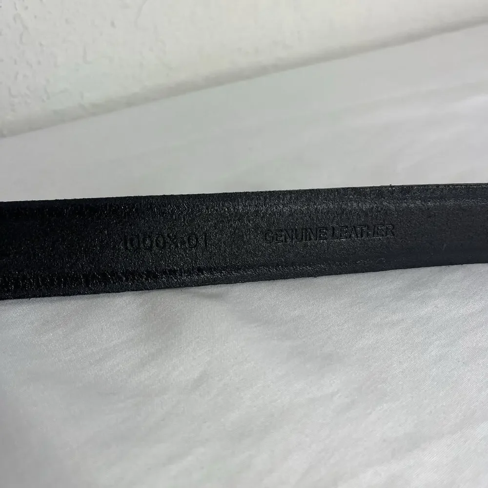 Unbranded Mens Black Genuine Leather Belt Size 48 Slim